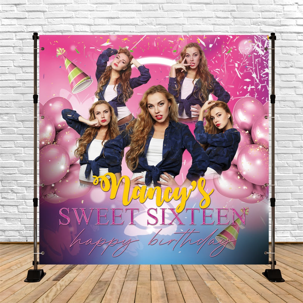 Customized Backdrop For Birthday Sweet 16 Glam Balloons Backdrop BRP5-77