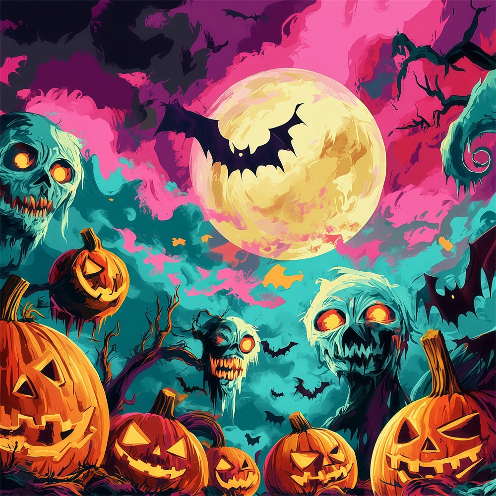 Spooky Halloween Backdrop Nightmare Pumpkin Patch Backdrop BRP57-102