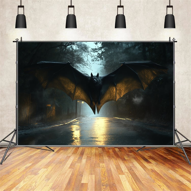 Spooky Halloween Backdrop Midnight Bat Descent Backdrop BRP57-108