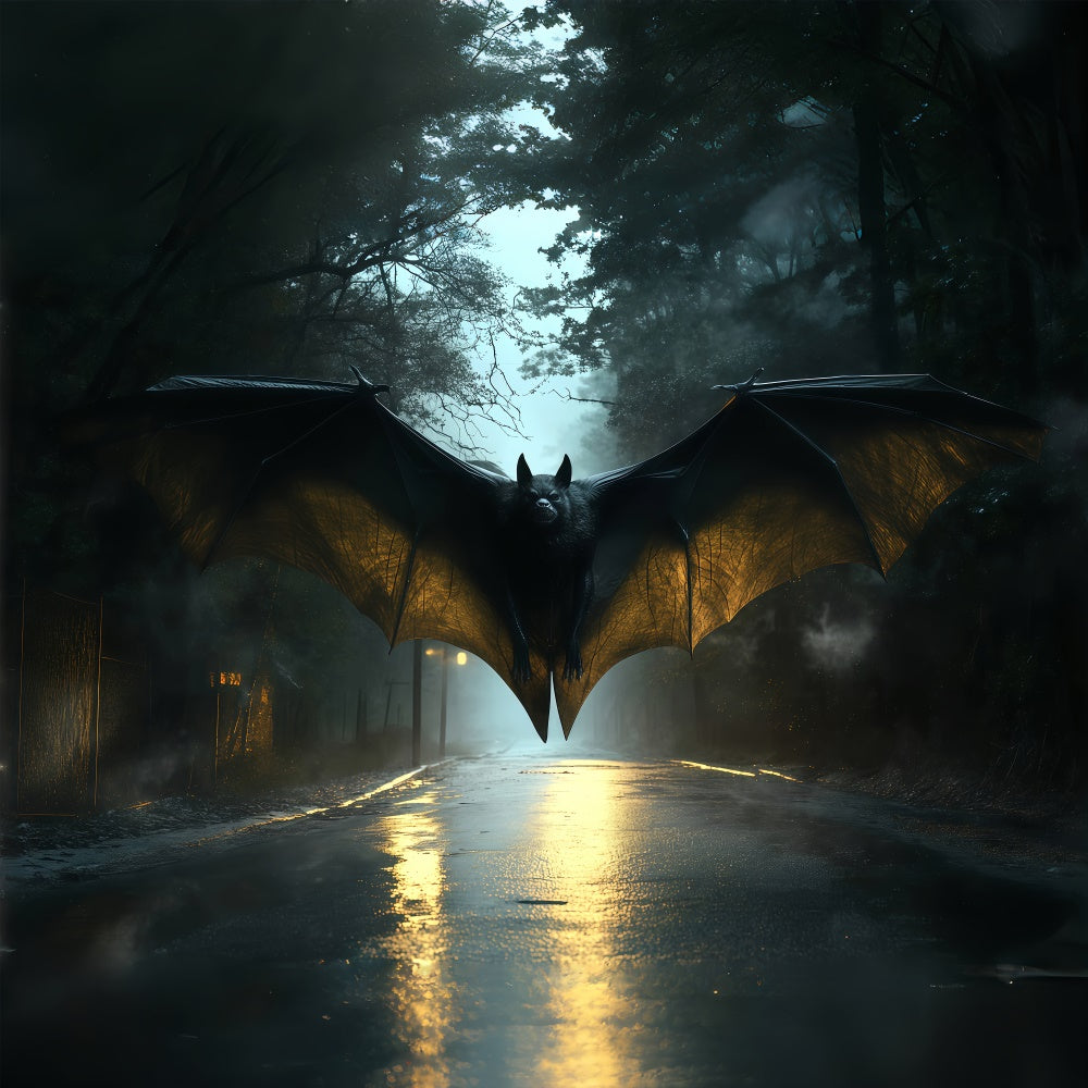 Spooky Halloween Backdrop Midnight Bat Descent Backdrop BRP57-108