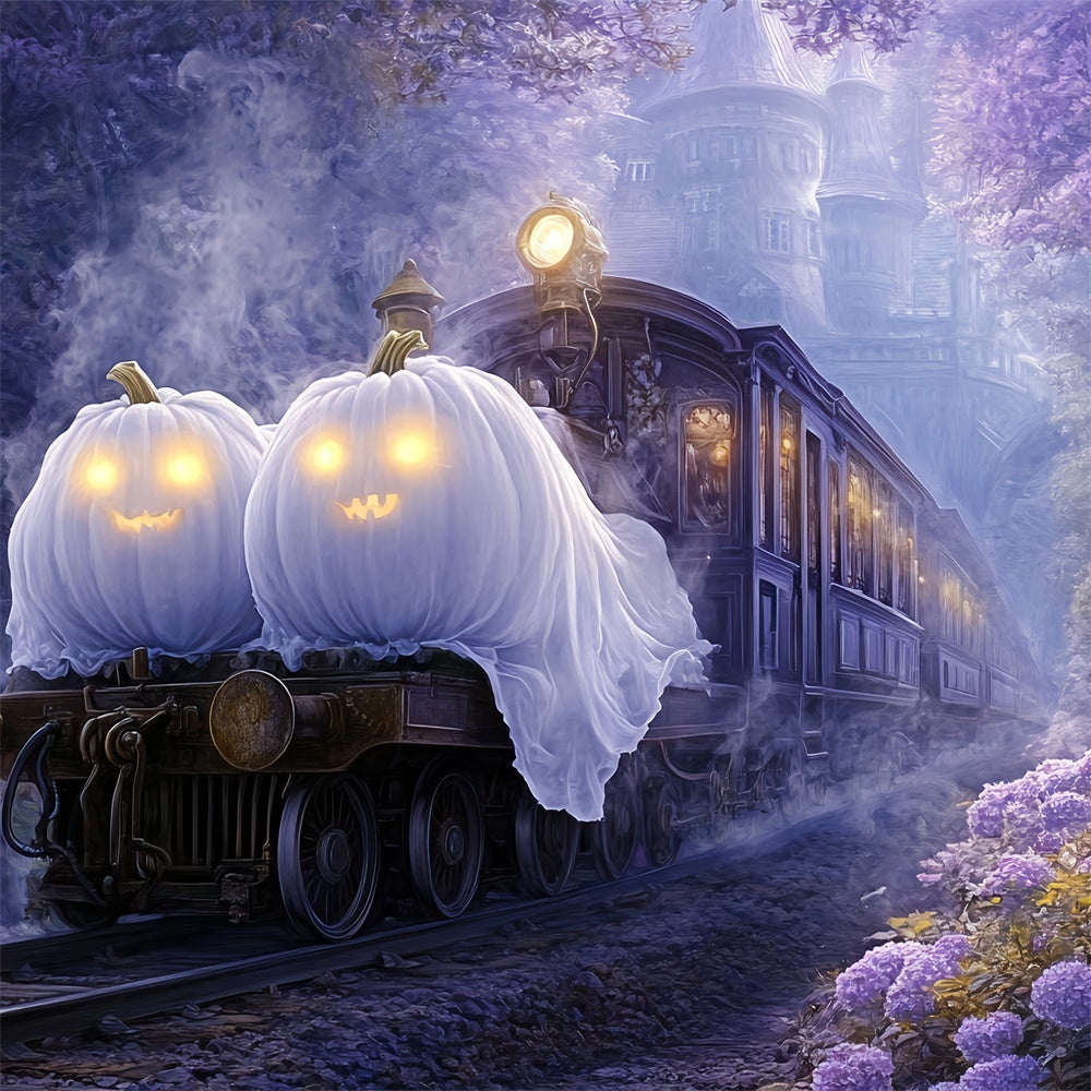Scary Halloween Backdrop Ghost Pumpkin Express Backdrop BRP57-109