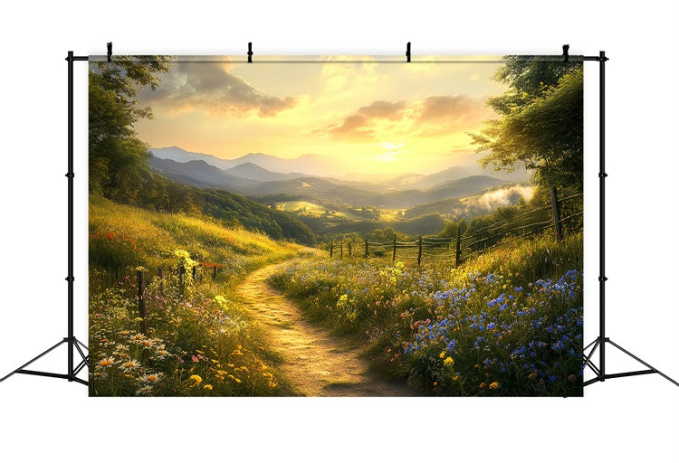 Sunset Backdrop Peaceful Meadow Path Autumn Backdrops BRP57-169