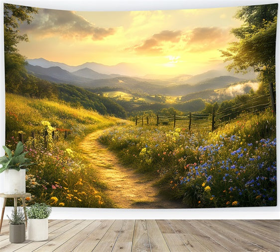Sunset Backdrop Peaceful Meadow Path Autumn Backdrops BRP57-169