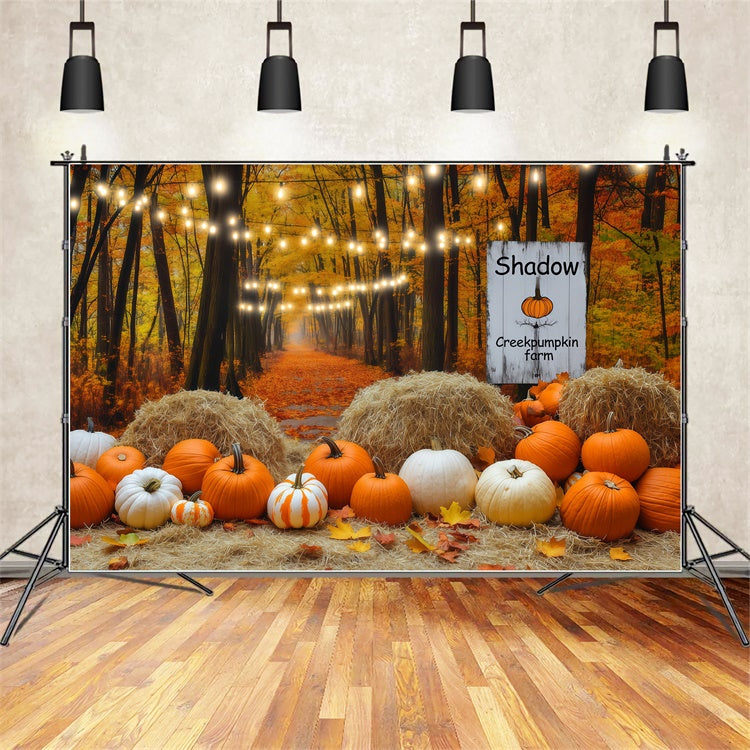 Fall Photo Backdrop Lantern Pumpkin Forest Backdrop BRP57-178