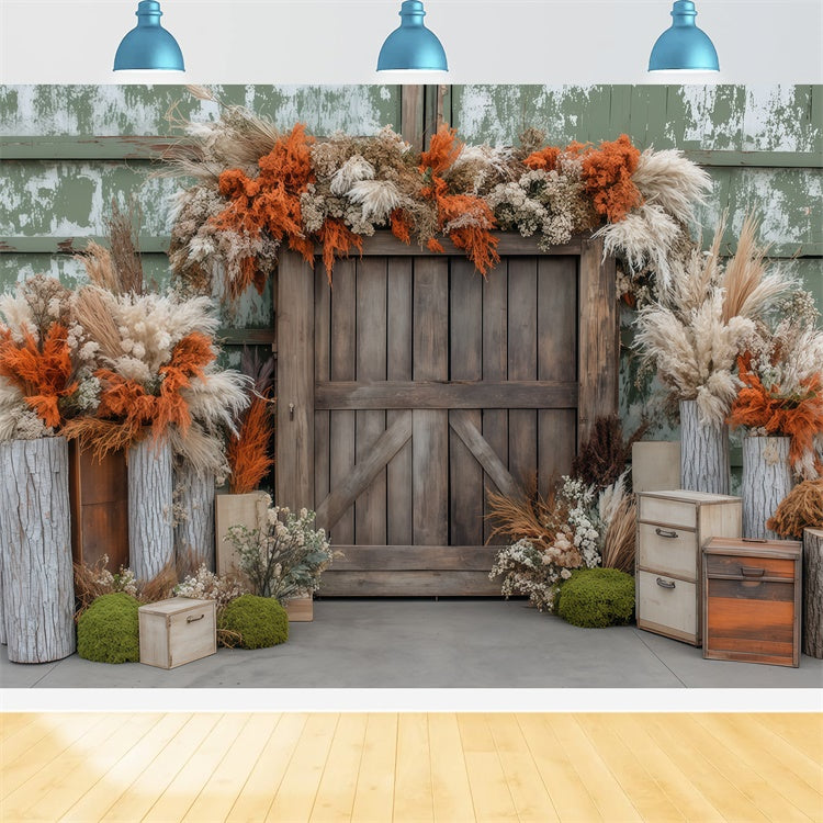 Autumn Backdrops Dried Floral Rustic Barn Backdrop BRP57-179