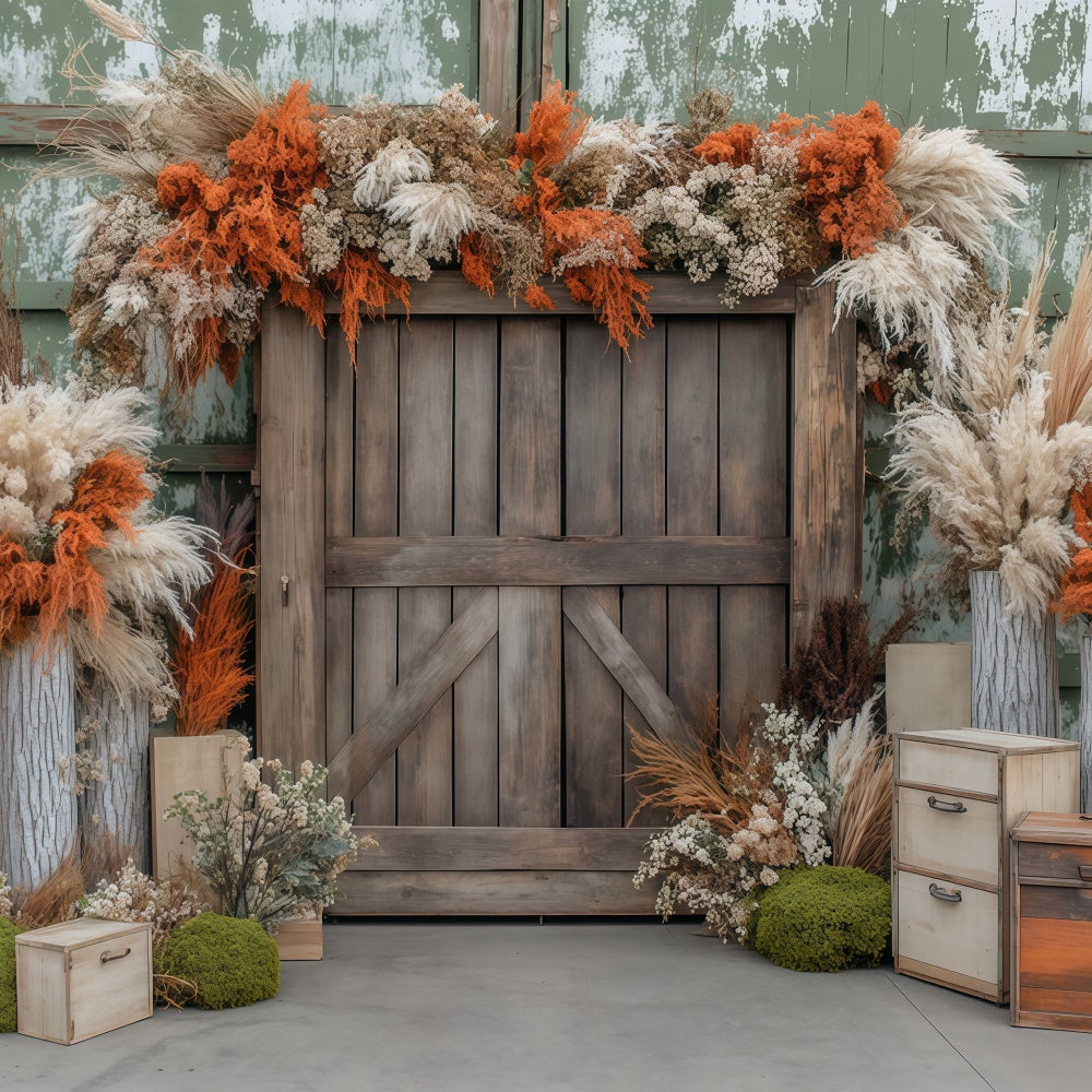 Autumn Backdrops Dried Floral Rustic Barn Backdrop BRP57-179