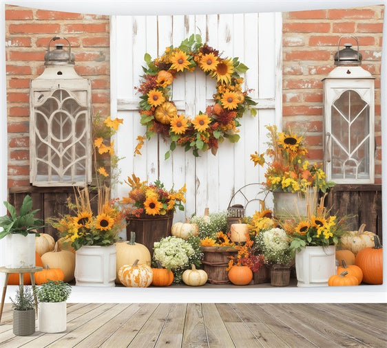 Autumn Photo Backdrop Brick Wall Fall Decor Backdrop BRP57-189