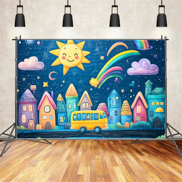 Back To School Backdrops Fantasy Town Welcome Backdrop BRP57-19
