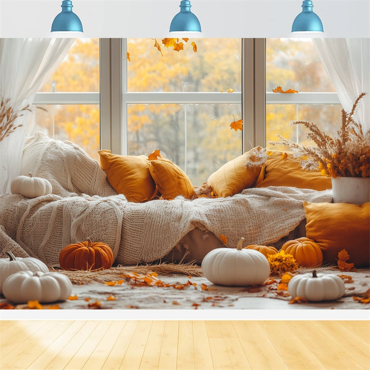 Fall Photography Backdrops Warm Pillow Window Backdrop BRP57-199