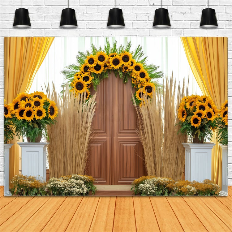 Autumn Backdrop Elegant Sunflower Door Decor Backdrop BRP57-200