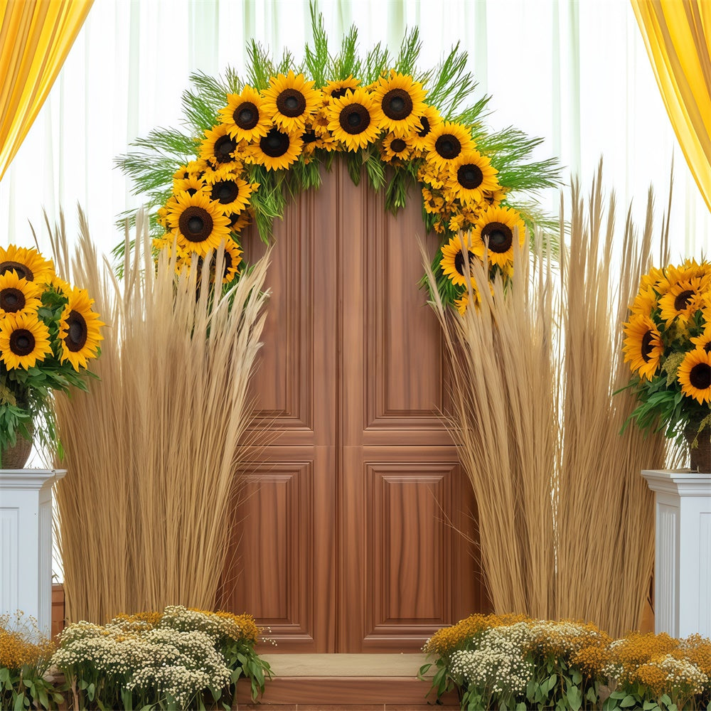 Autumn Backdrop Elegant Sunflower Door Decor Backdrop BRP57-200