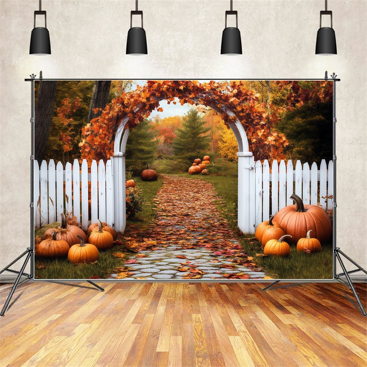 Fall Leaves Backdrop Pumpkin Arch Pathway Backdrop BRP57-202
