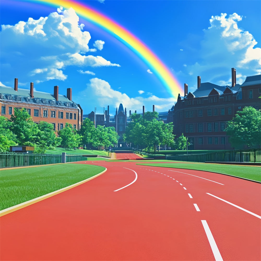 School Backdrop Rainbow Campus Red Track Backdrop BRP57-21
