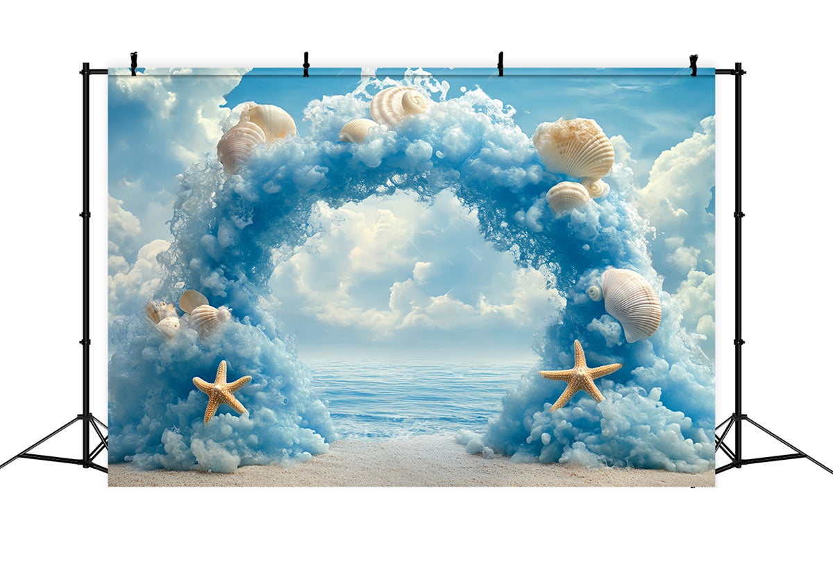 Cloudy Sky Backdrop Ocean Shell Archway Backdrop BRP57-223