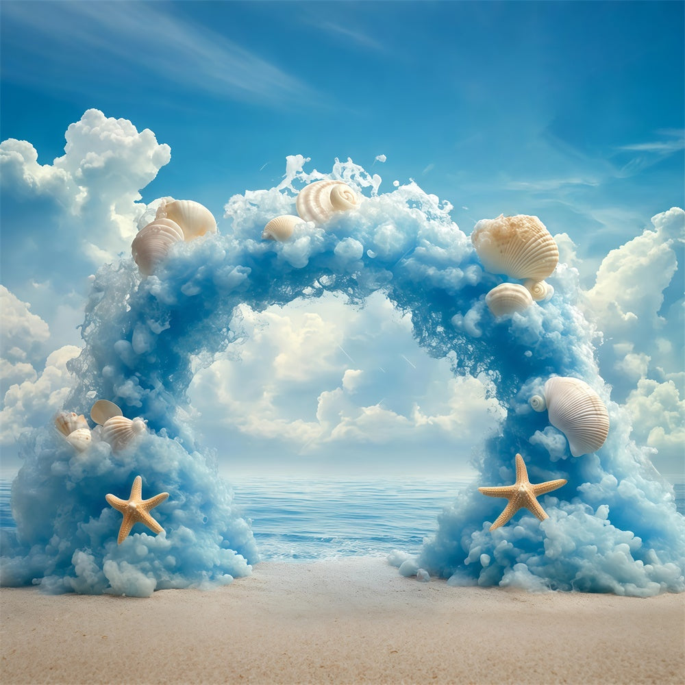Cloudy Sky Backdrop Ocean Shell Archway Backdrop BRP57-223