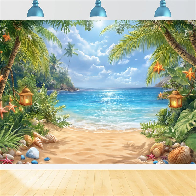 Sky Backdrop For Photography Palm Breeze Beach Backdrop BRP57-227