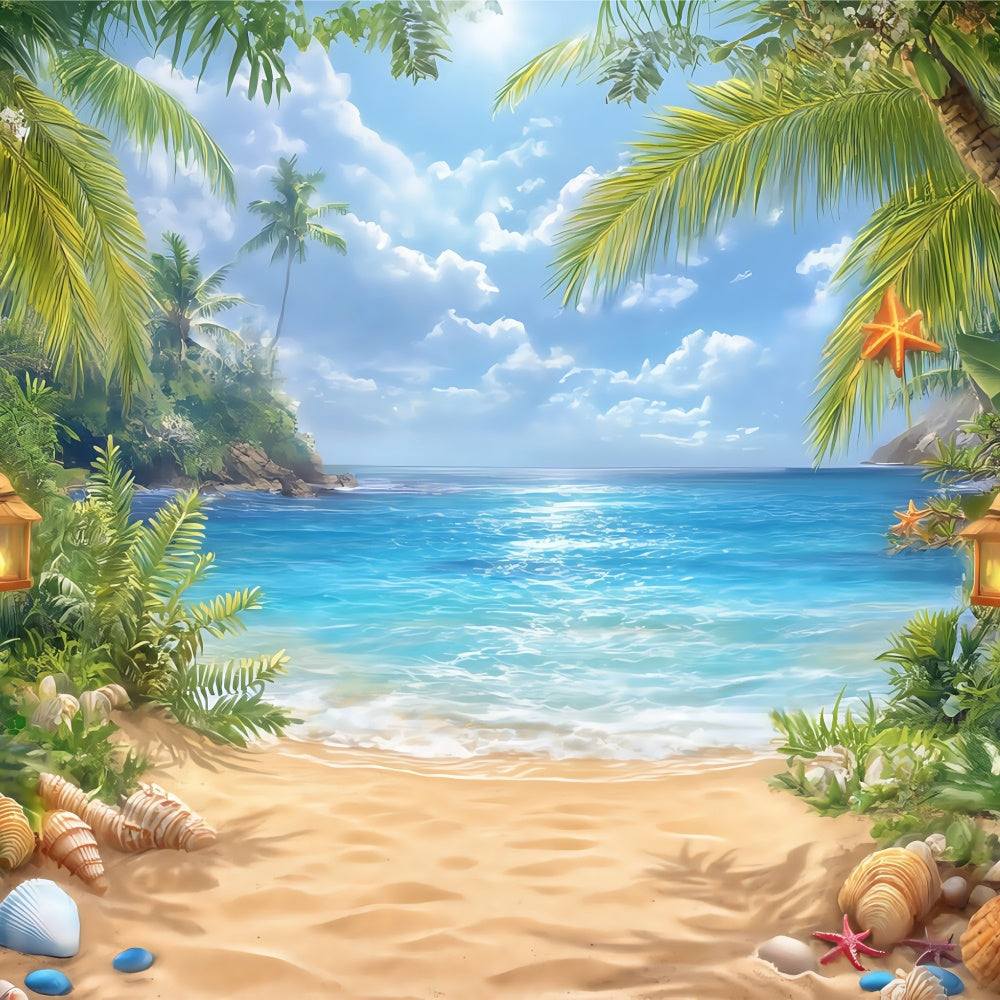 Sky Backdrop For Photography Palm Breeze Beach Backdrop BRP57-227
