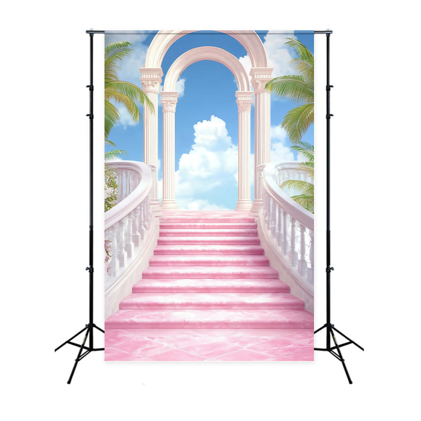 Sky Photo Backdrop Pink Palace Stairway Backdrop BRP57-231