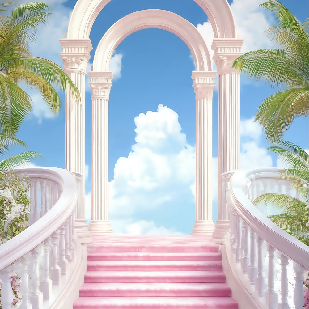 Sky Photo Backdrop Pink Palace Stairway Backdrop BRP57-231