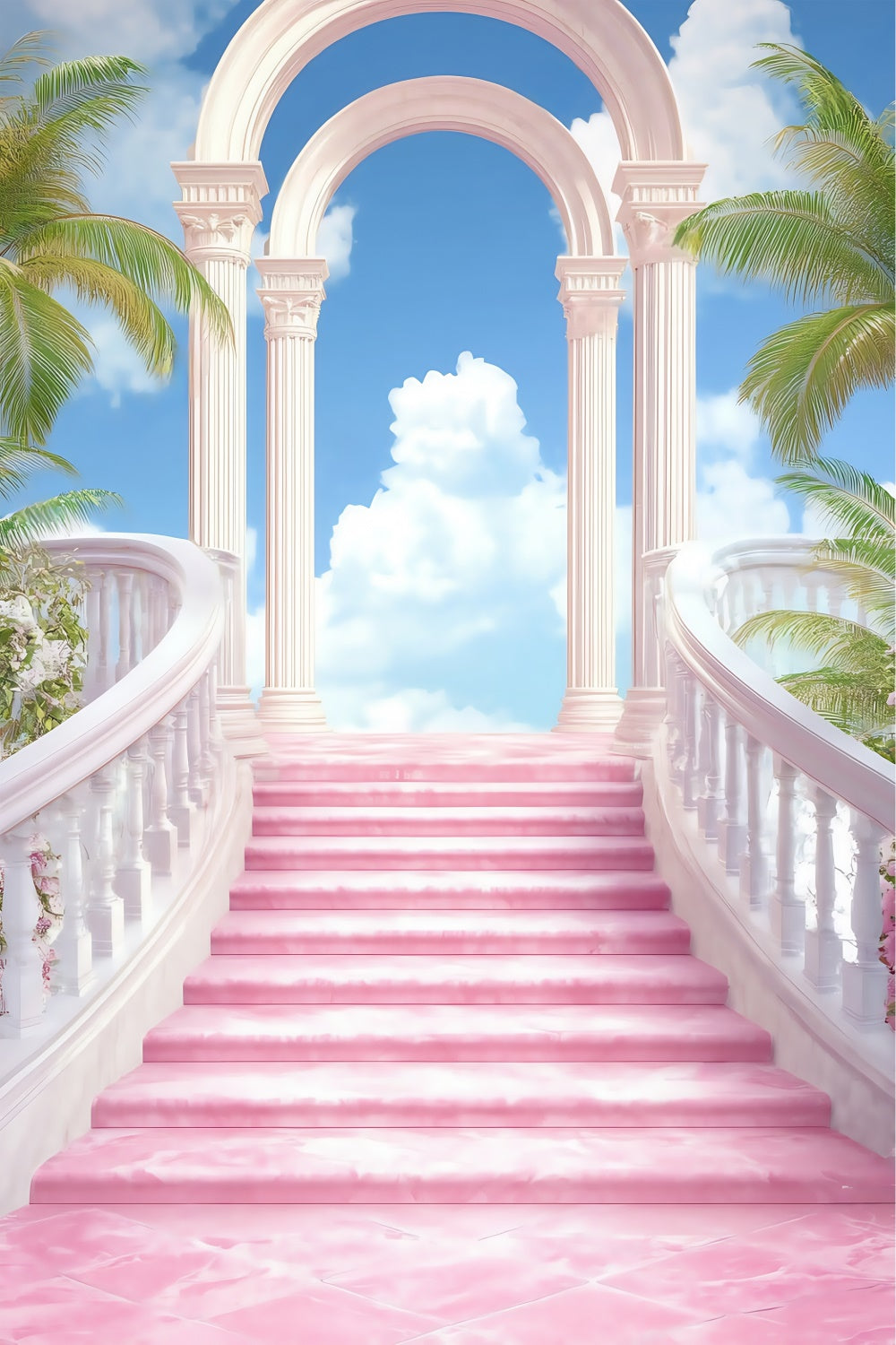 Sky Photo Backdrop Pink Palace Stairway Backdrop BRP57-231