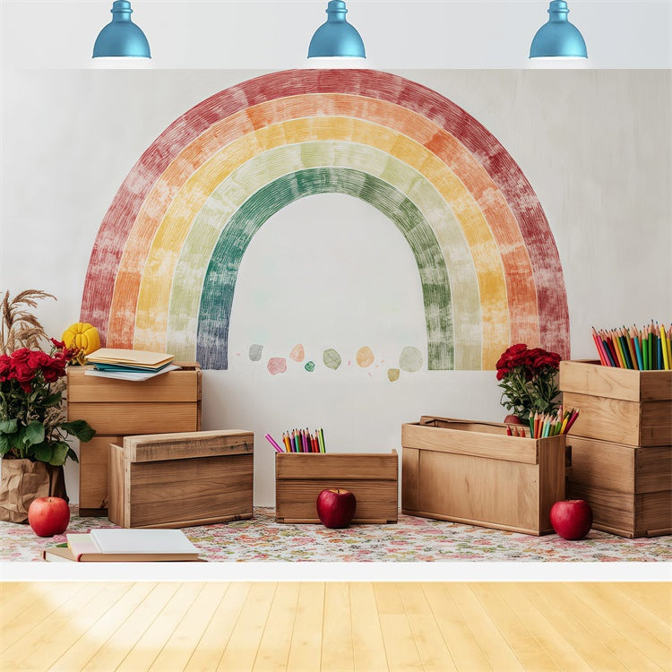 Back To School Backdrop Creative Corner Rainbow Backdrop BRP57-28