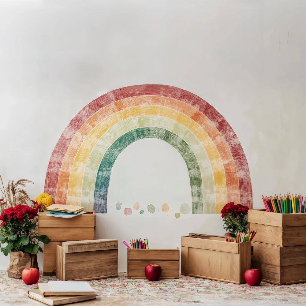 Back To School Backdrop Creative Corner Rainbow Backdrop BRP57-28
