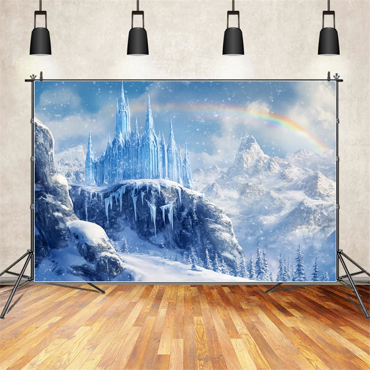 Winter Wonderland Backdrops Rainbow Frozen Castle Backdrop BRP57-377