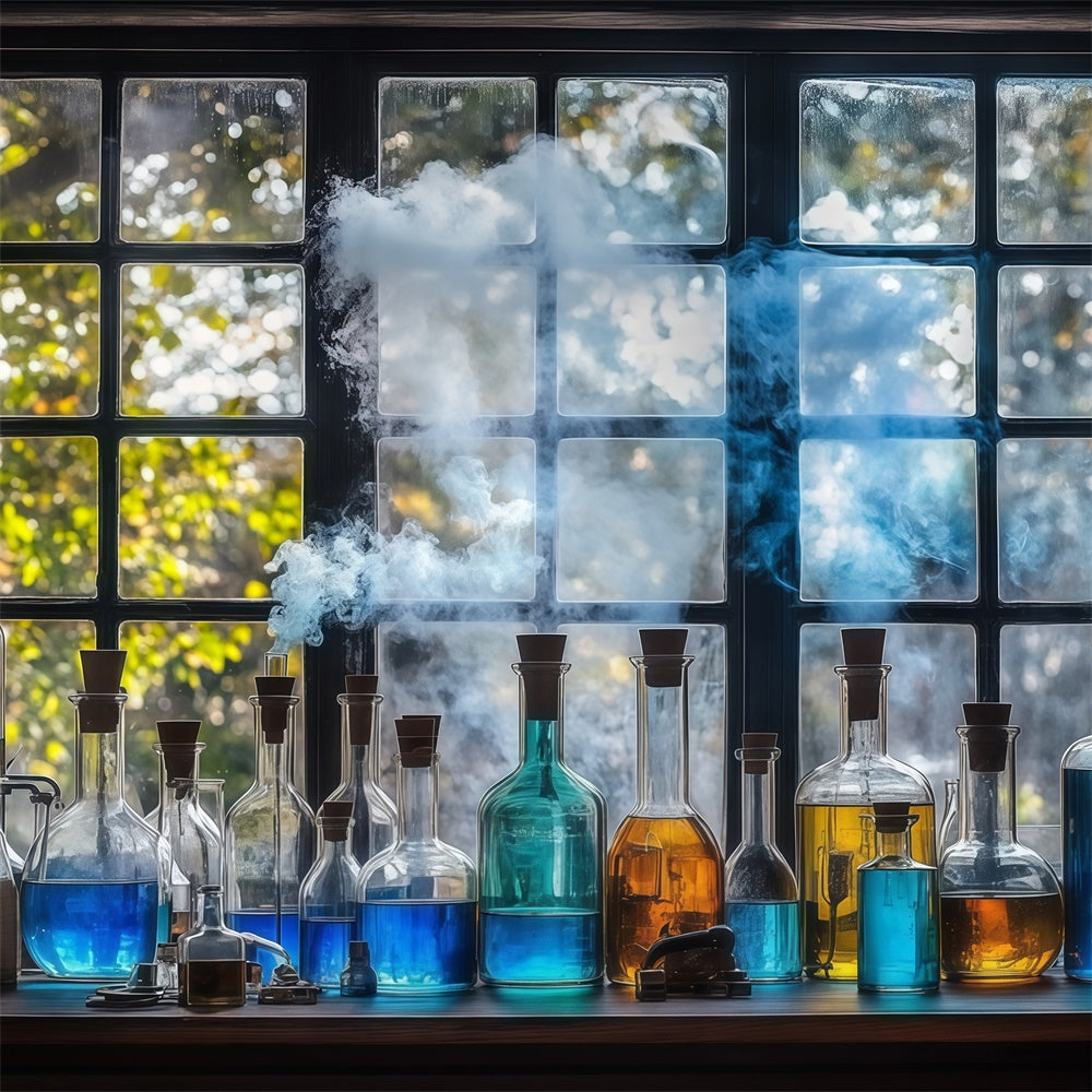 Chemistry Backdrop Blue Potion Window Scene Backdrop BRP57-44