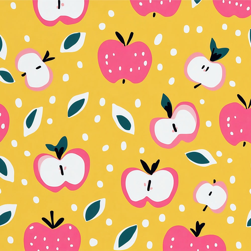 Back To School Photo Backdrop Cartoon Apple Pattern Backdrop BRP57-57