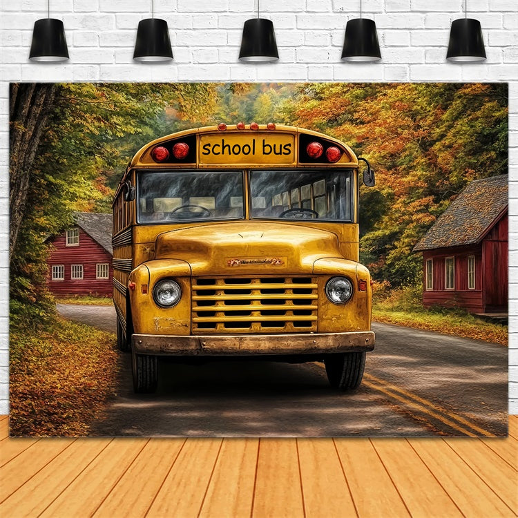 Back To School Backdrops Vintage Autumn Bus Backdrop BRP57-58