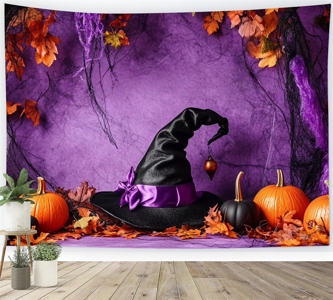 Halloween Photo Backdrop Black Magic Golden Leaves Backdrop BRP57-99