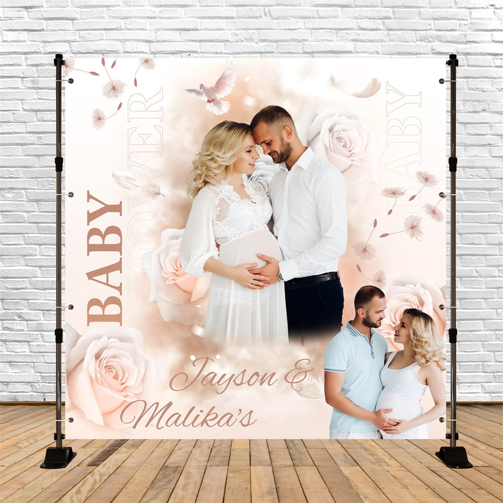 Baby Shower Photo Backdrop Blush Rose Personalized Backdrop BRP6-17