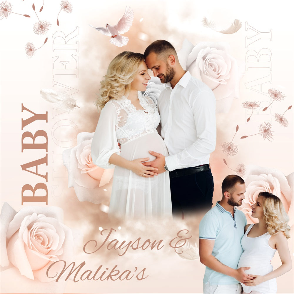 Baby Shower Photo Backdrop Blush Rose Personalized Backdrop BRP6-17