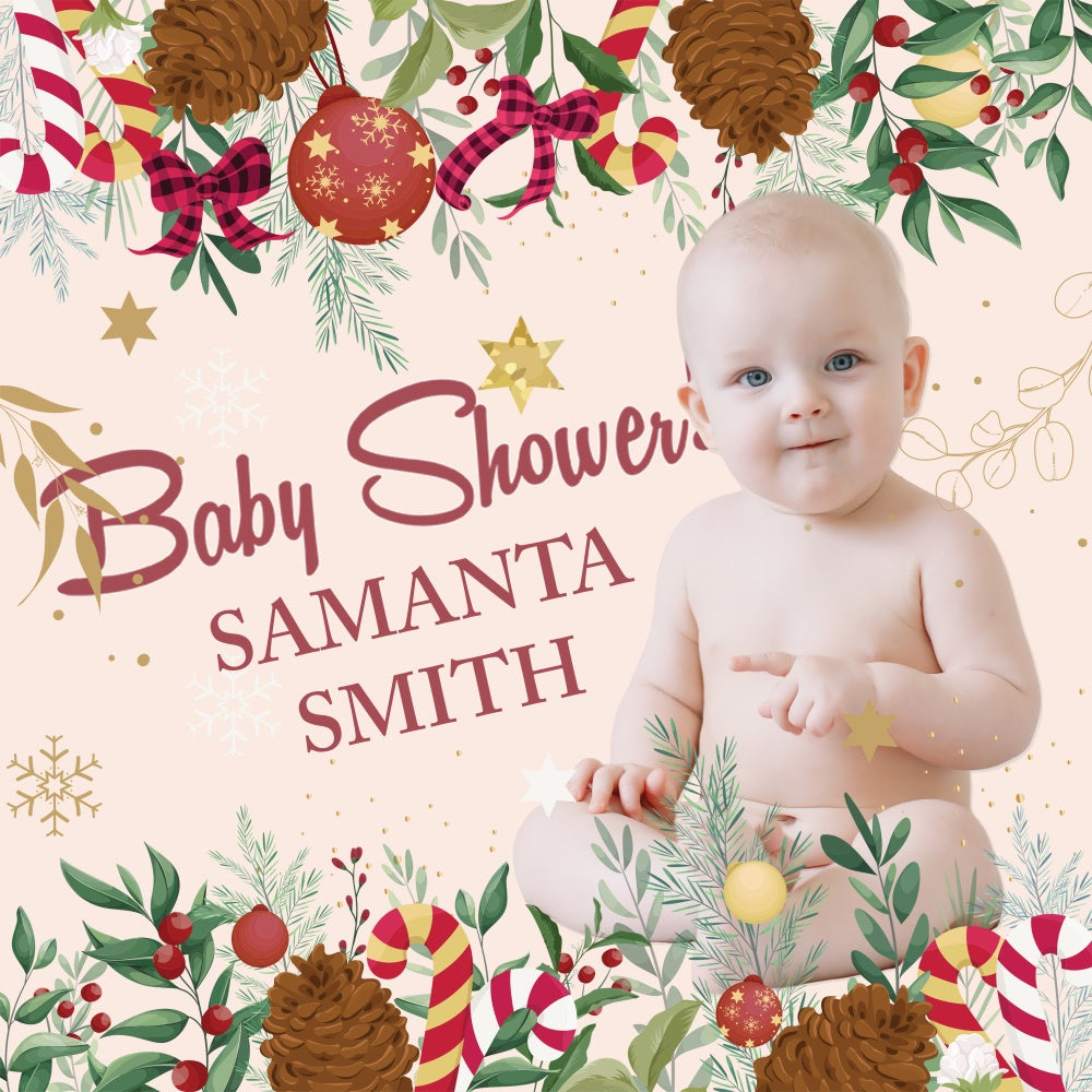 Backdrops For Baby Shower Holiday Cheer Personalized Backdrop BRP6-20