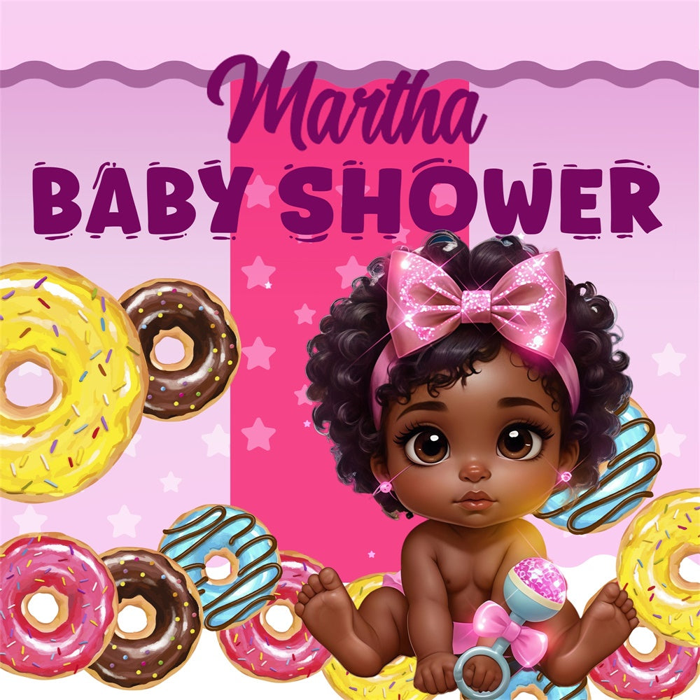 Backdrop For Baby Shower Vanilla Donut Party Custom Backdrop BRP6-210