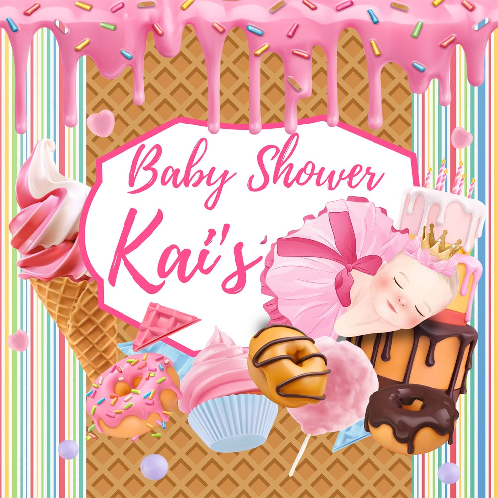 Backdrops For Baby Shower Sweet Treats Customized Backdrop BRP6-214