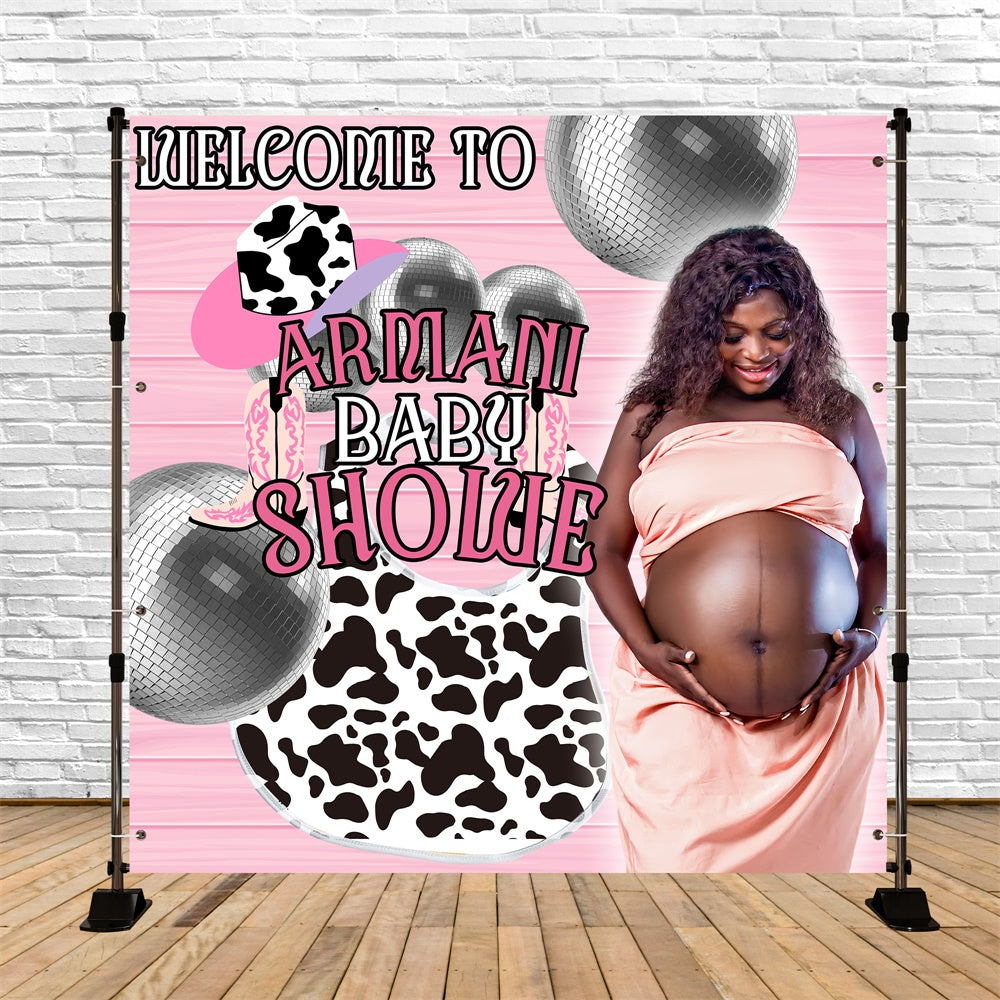 Baby Shower Photo Backdrop Disco Cowgirl Custom Backdrop BRP6-216