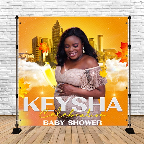 Baby Shower Backdrop Golden Skyline Urban Custom Backdrop BRP6-219