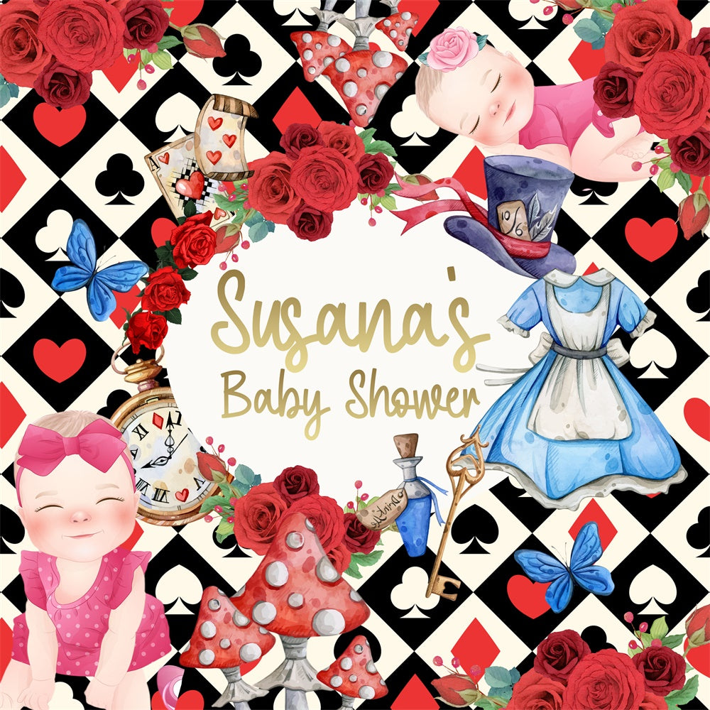 Baby Shower Backdrop Magical Cards Floral Customized Backdrop BRP6-224