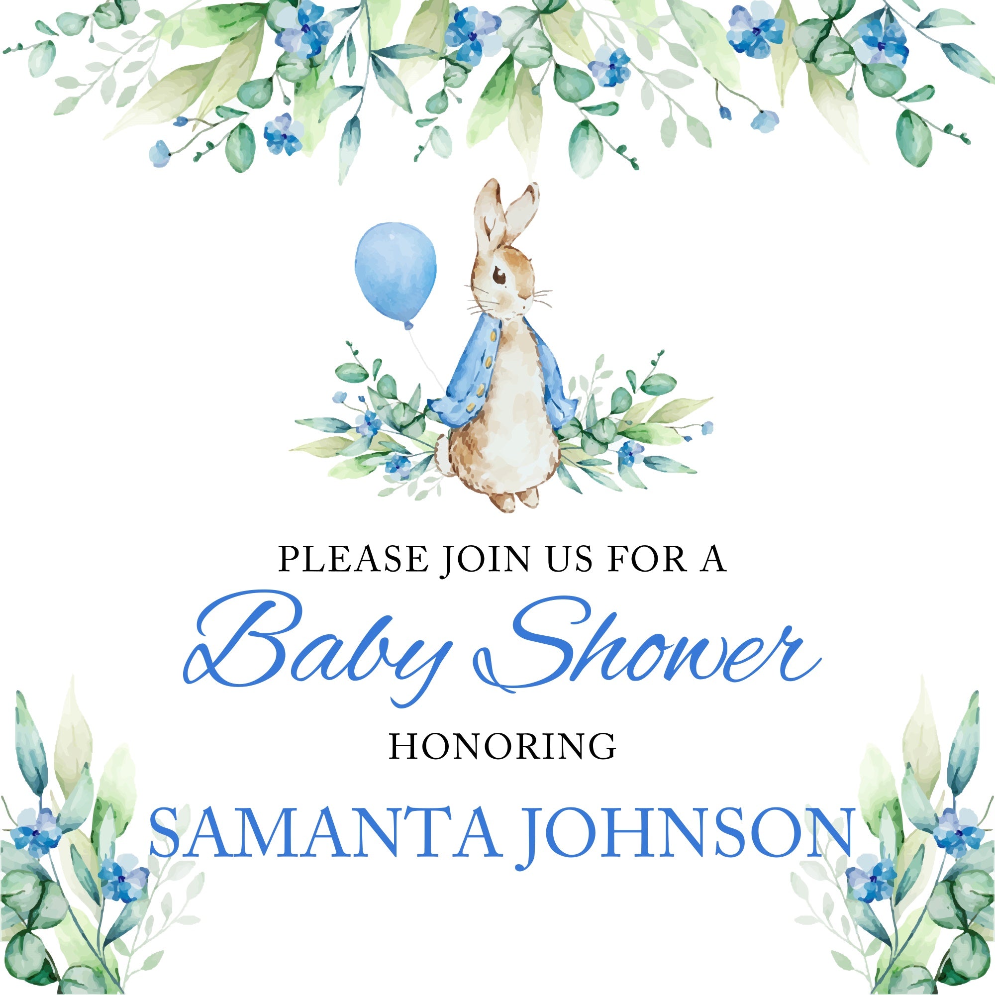 Baby Shower Backdrop Ideas Watercolor Rabbit Custom Backdrop BRP6-25