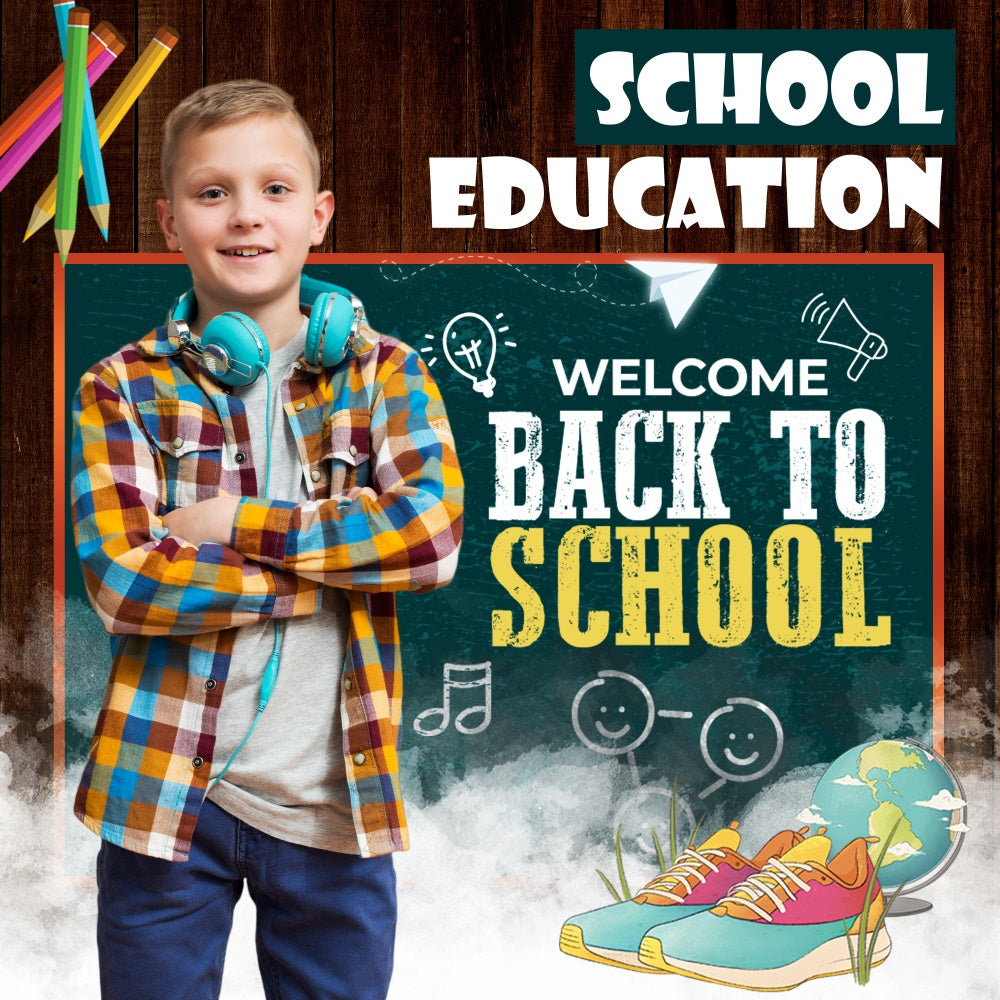 School Photo Backdrop Chalkboard Welcome Vibes Custom Backdrop BRP6-36