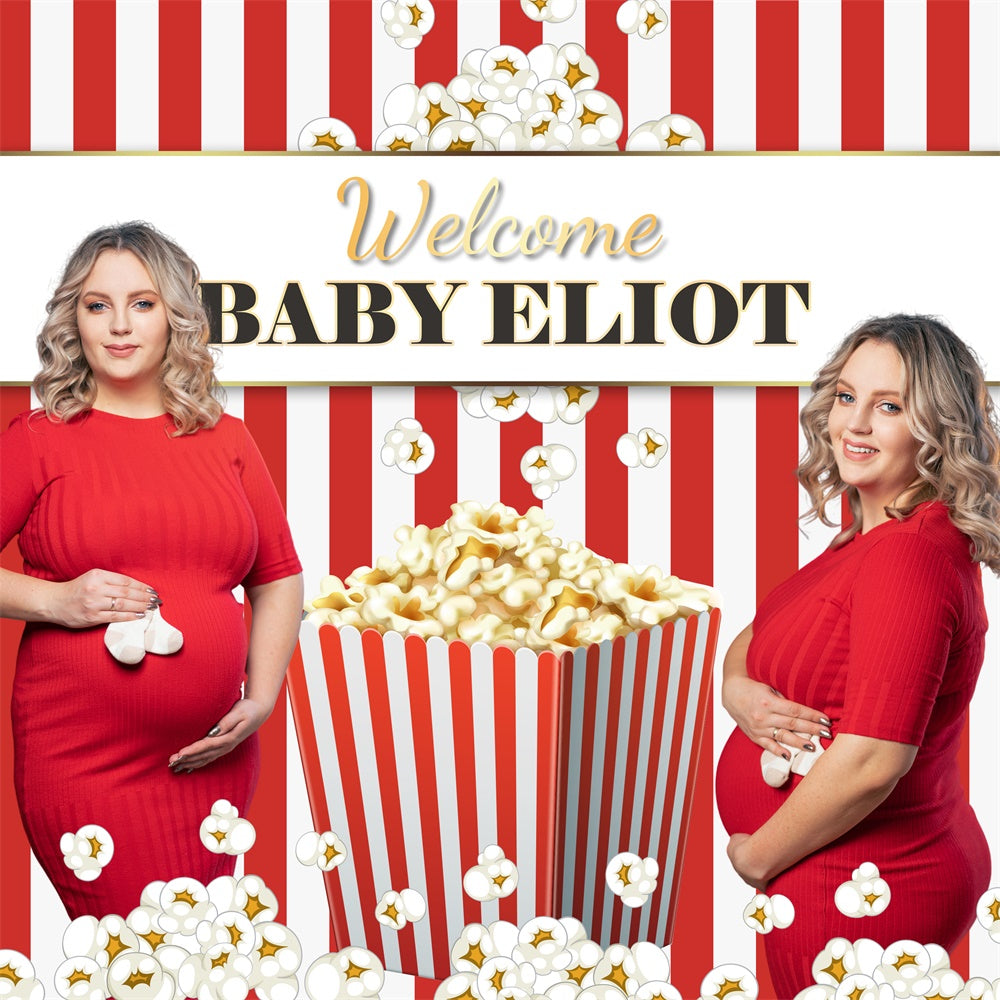 Baby Shower Photo Backdrop Popcorn Party Customized Backdrop BRP6-4