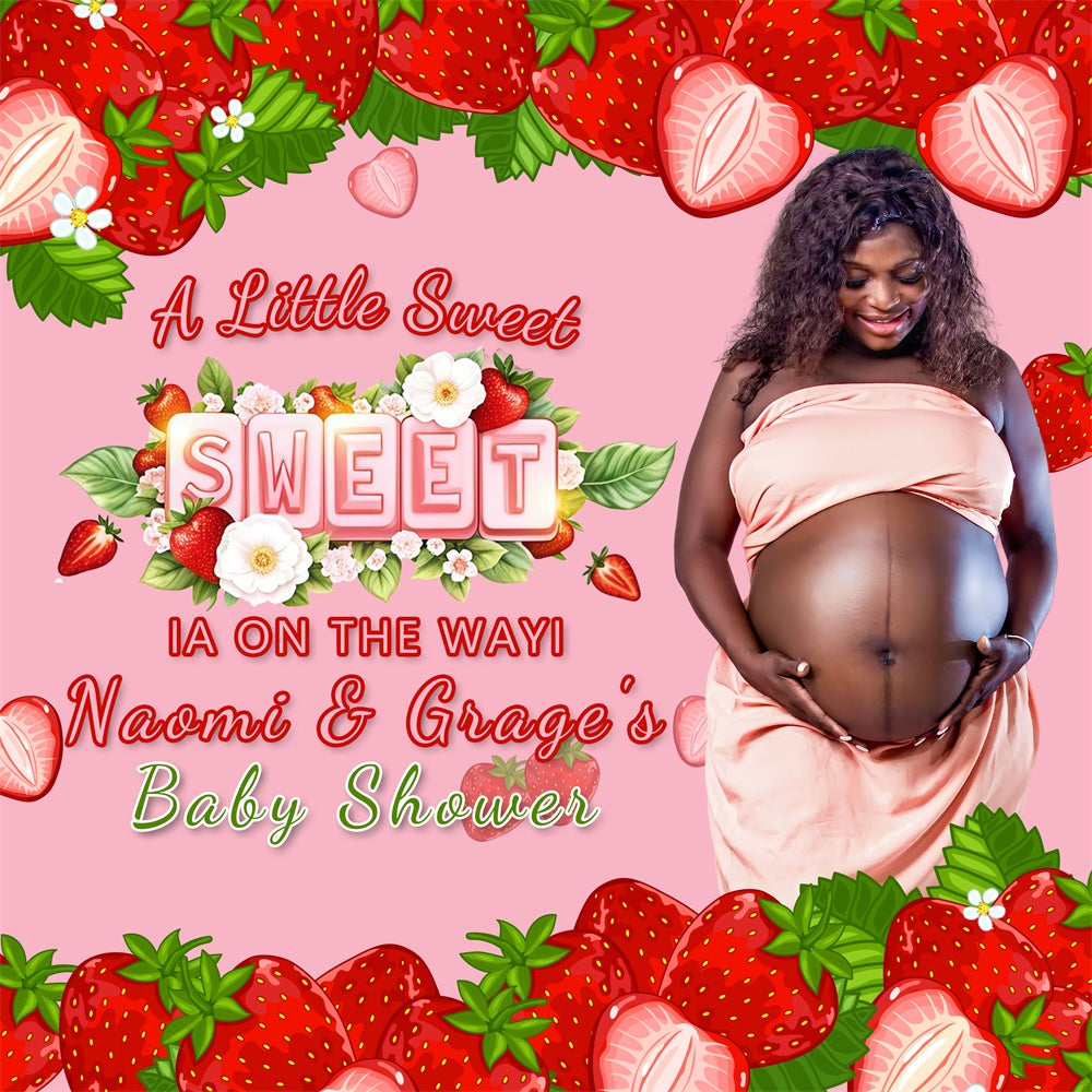 Custom Baby Shower Backdrop Dream Sweet Strawberry Backdrop BRP6-5