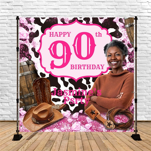 Customized Backdrop For Birthday Pink Rodeo Queen Backdrop BRP6-71