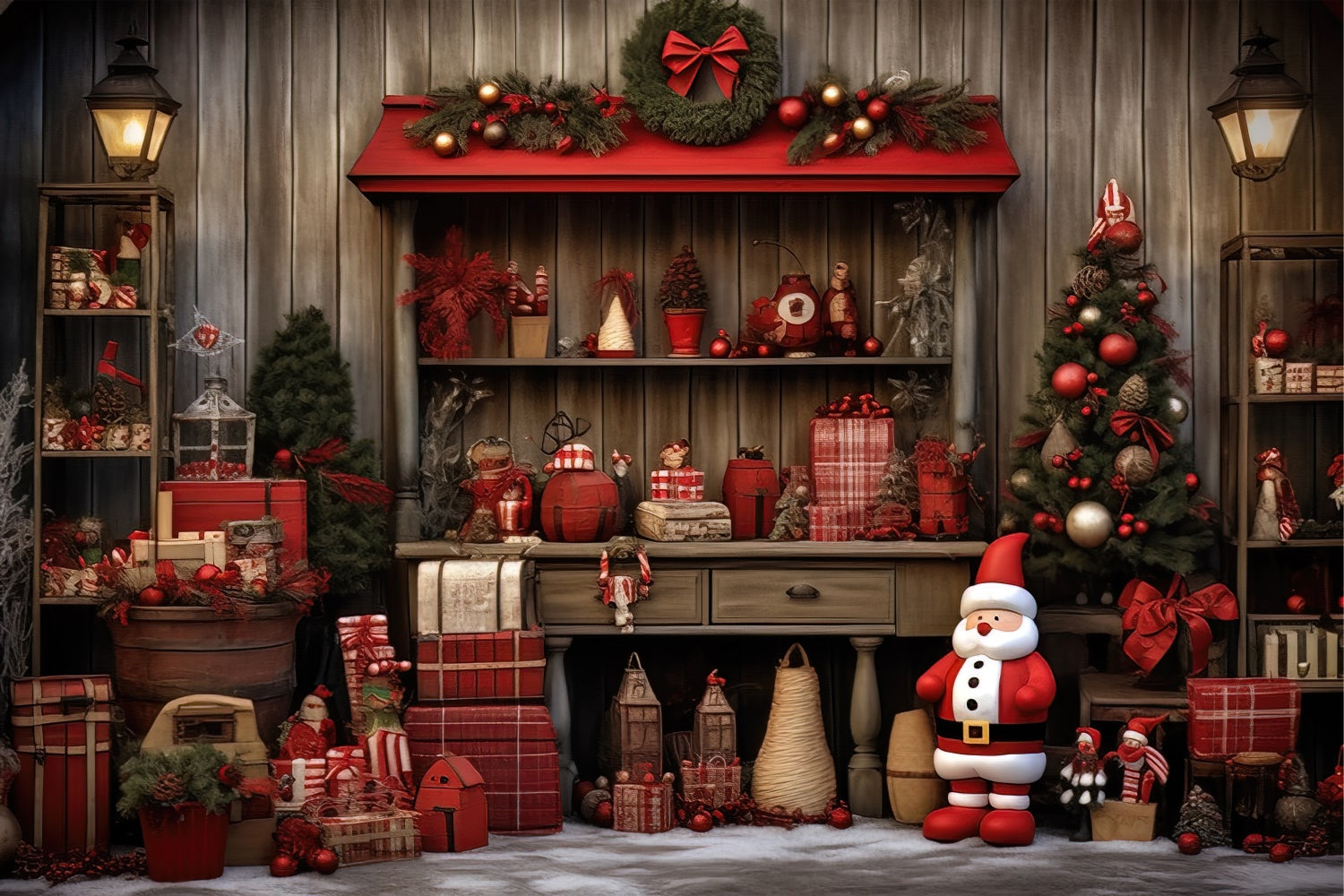 Santa Claus Cozy Workshop Christmas Backdrop BRP8-100