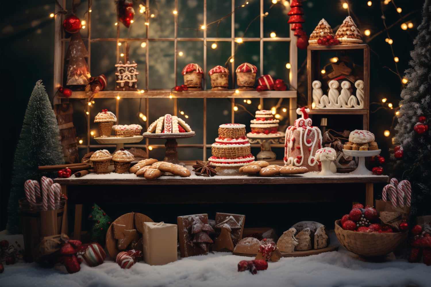 Christmas Dessert Table with Lights Backdrop BRP8-129