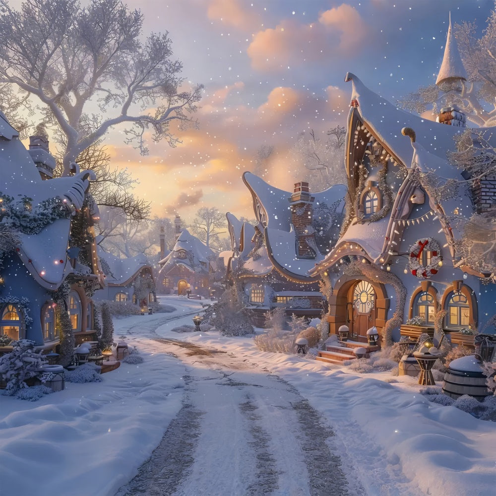 Christmas Enchanted Cottage Street Backdrop BRP8-19