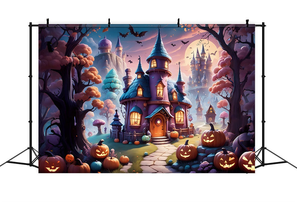 Halloween Mystical Witch���s Manor with Pumpkins Backdrop BRP8-208