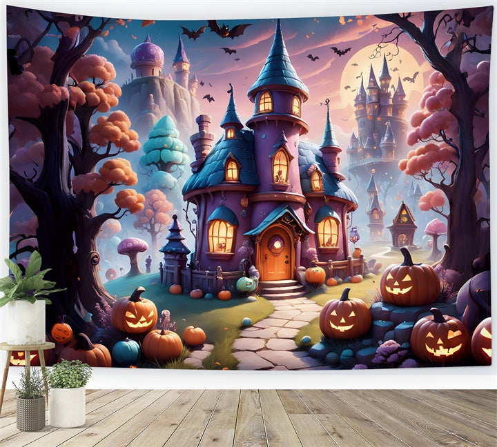 Halloween Mystical Witch���s Manor with Pumpkins Backdrop BRP8-208