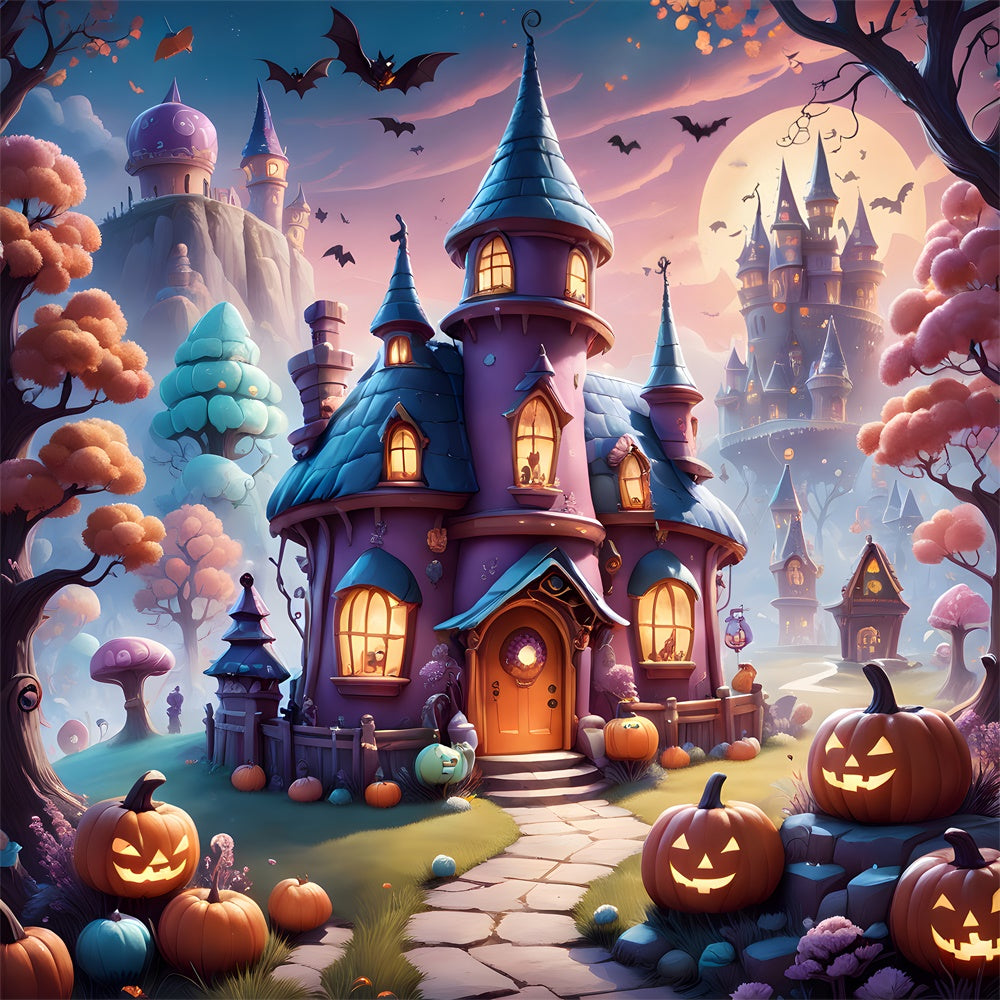 Halloween Mystical Witch���s Manor with Pumpkins Backdrop BRP8-208